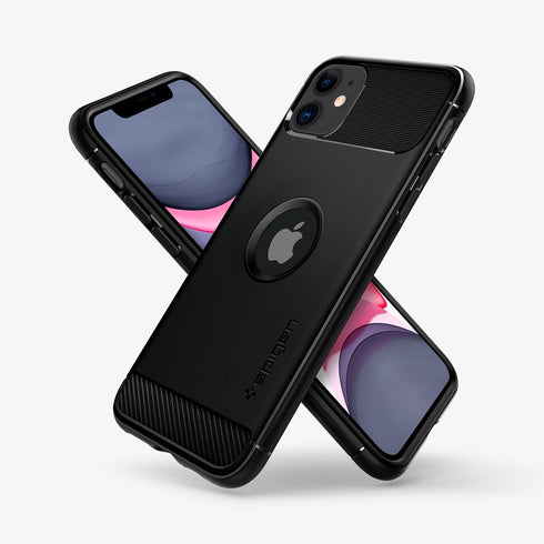 076CS27183 - iPhone 11 Case Rugged Armor in Matte Black showing the back